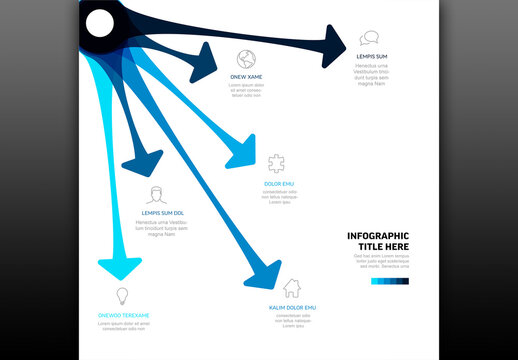 Business Infographic with Blue Radial Arrows and Icons
