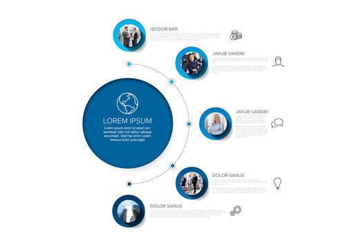 Modern Blue Infographic Template with Circular Photos and Profile placeholders Details