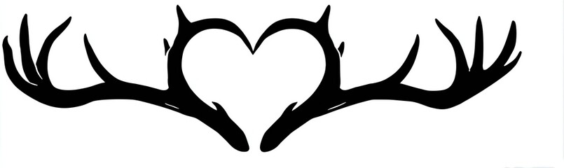 Obraz premium A heart shape formed by the silhouette of two deer antlers, against a white background