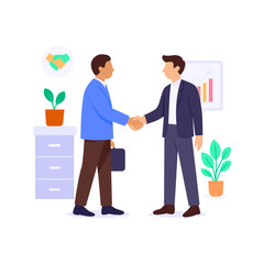 Greeting New Partners, welcoming collaborators to business relationship, Flat vector character illustration