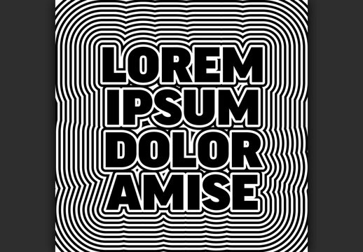 Abstract Optical Illusion Editable Text Effect with Black and White Wavy Lines