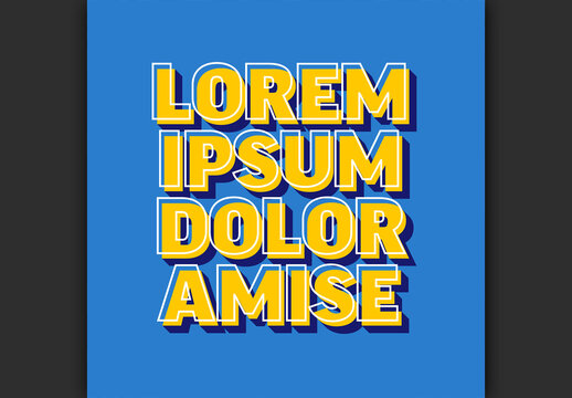 Modern Retro Typography Editable Text Effect on Blue Background