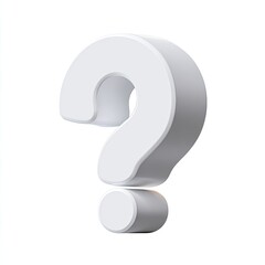 Naklejka premium 3D-rendered white question mark floating against a clean white background