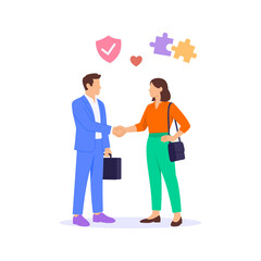 Celebrating New Partnership, marking successful alliance formation event, Flat vector character illustration