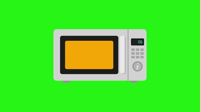 2d microwave appliance icon animation on green screen for motion graphics