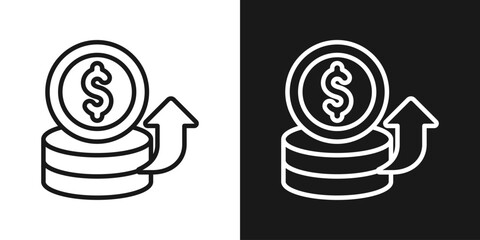 Profit Growth Icon In Black And White Line Style