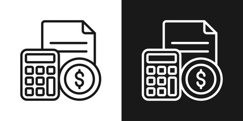 Finance Calculator Icon In Black And White Line Style