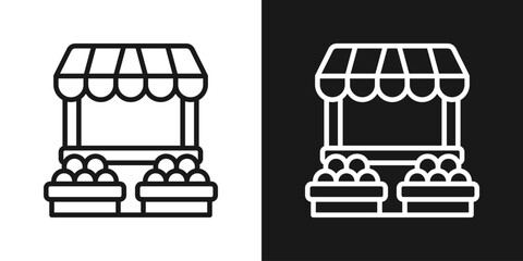 Market Store Icon In Black And White Line Style