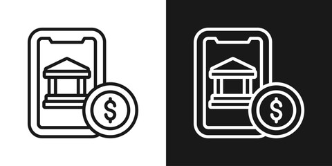 Bank Account Icon In Black And White Line Style