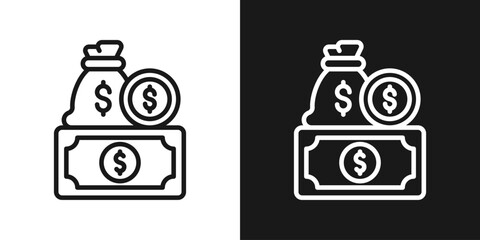 Cash Savings Icon In Black And White Line Style