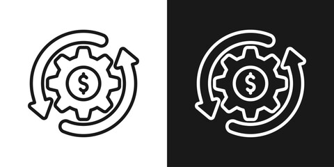 Finance Cycle Icon In Black And White Line Style