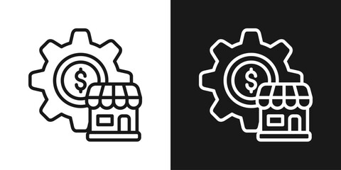 Store Finance Icon In Black And White Line Style