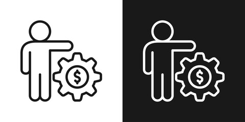 Service Finance Icon In Black And White Line Style