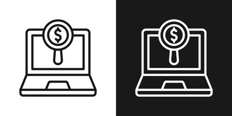 Online Finance Icon In Black And White Line Style