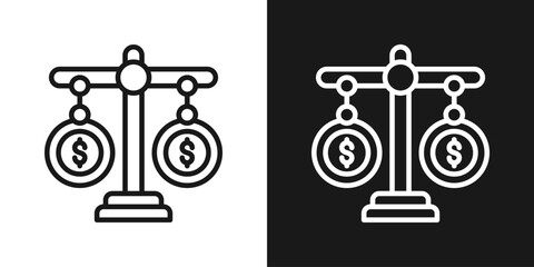 Money Balance Icon In Black And White Line Style
