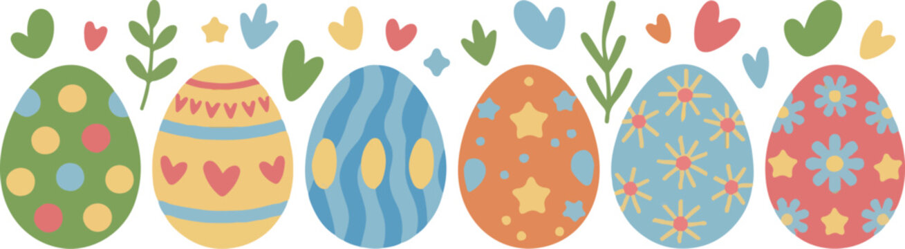 Vector Easter pattern with Easter egg drawings