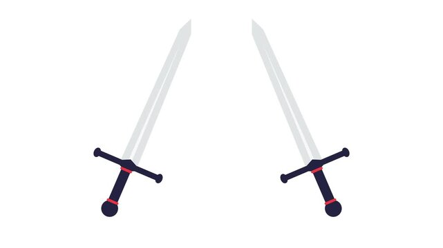 Sword vector icon animation on clean white backdrop in 4k resolution