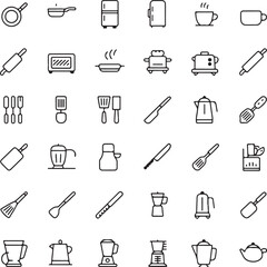 Vector line kitchen and cooking icons set. Kitchen and Cooking Icon Object, Kitchen and Cooking Icon Picture - stock vector