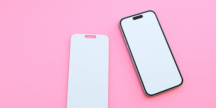 Smartphone in pink background 3d render