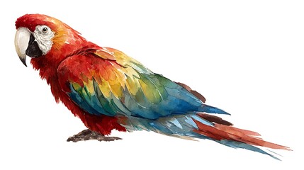 Obraz premium Colorful parrot with red head and multicolored feathers blue green