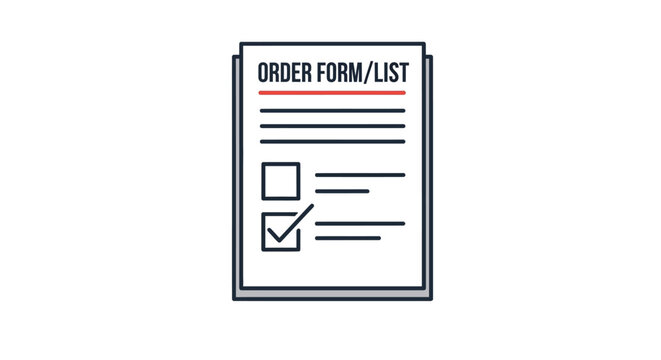 Order Form List Document with Checklist and Tick Mark.