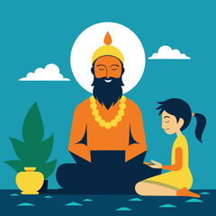 Spiritual Guru and Young Disciple in Meditation