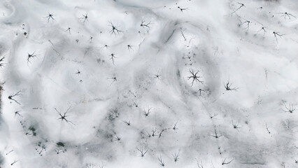 aerial view of a frozen pond background nobody ice