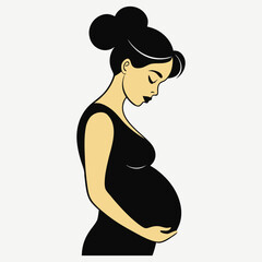 Pregnant Woman Silhouette Embracing Her Belly