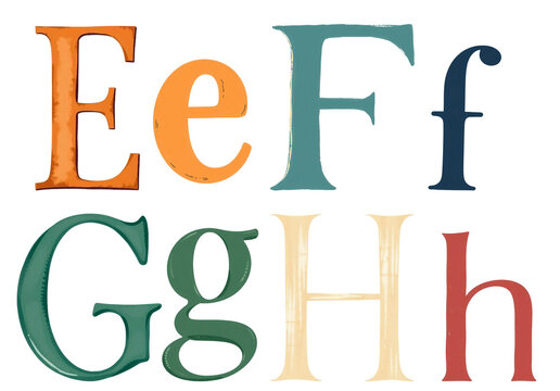 Colorful Alphabet Letters E F G H