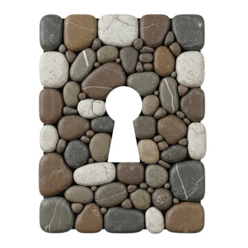 Stone arch structure built with irregularly shaped rocks isolated on transparent background