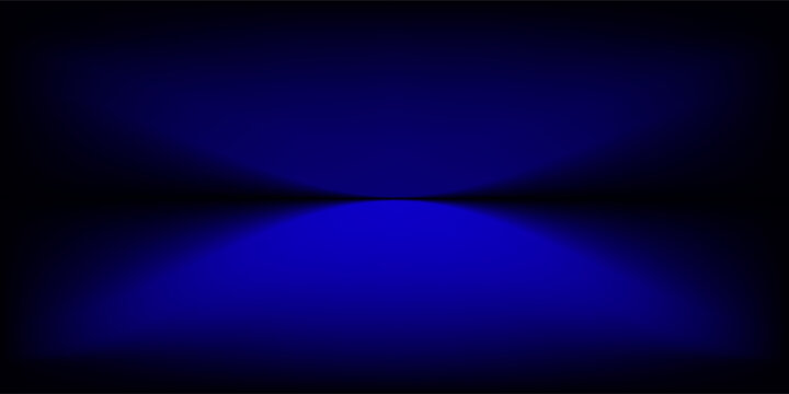 black studio background. Abstract limbo podium studio room. Dark blue gradient wall floor and spotlight scene. Showcase, promotion display. Vector stage mockup illustration