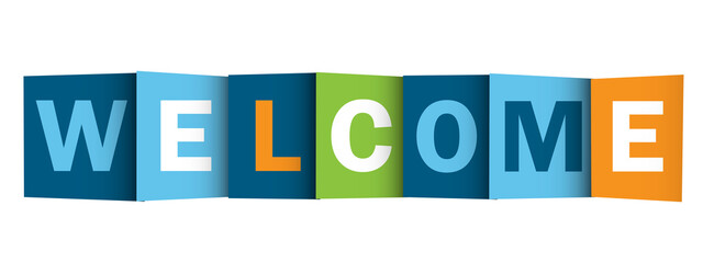 WELCOME colorful vector typgoraphy banner on transparent background
