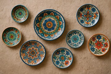 Artistic Ceramic Plates with Decorative Floral Patterns for Wall Display and Kitchen Decor