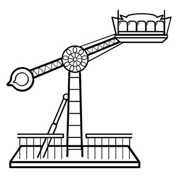 Ali Baba ride concept, magic carpet swinging pendulum 360 degree vector icon design