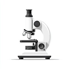 Fototapeta premium Detailed vector illustration of a white, modern compound microscope on a white background