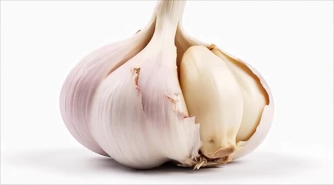 Fresh Garlic Bulb and Cloves Isolated on White Background for Cooking Concept