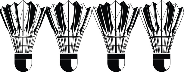 Set of badminton shuttlecocks isolated on white background, feather sport equipment vector illustration collection © MstMorshida