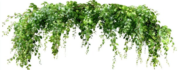 Obraz premium An arch of lush green foliage cascading downward against a white background