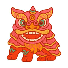 Fototapeta premium PNG Vibrant traditional Chinese lion