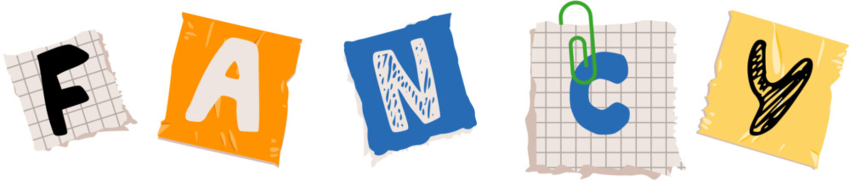 Fancy word hand drawn in 90s aesthetic style