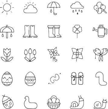 Spring Equipment Icons Pack. Thin line icons set. Flaticon collection set. Simple vector icons