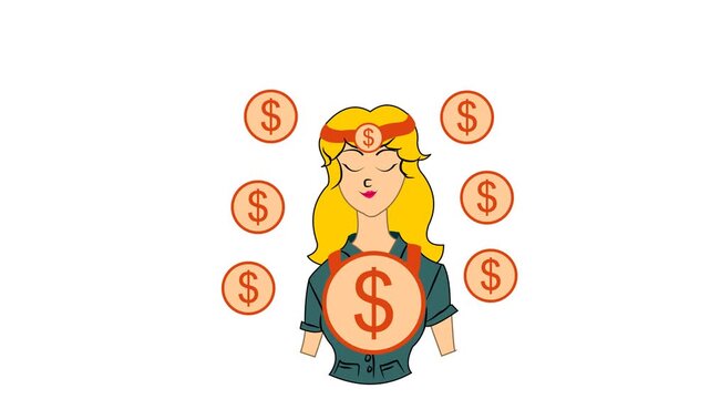 goddess of fortune and dollar coins
