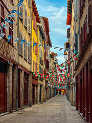 Street view of downtown in Bayonne, France