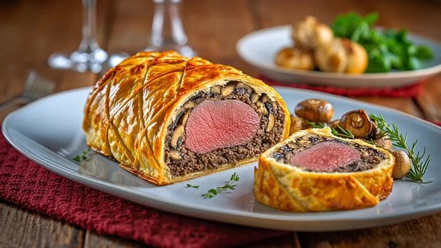 beef wellington with golden pastry crust