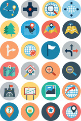 A comprehensive collection of flat vector icons and business symbols featuring web interface buttons and mobile technology signs for professional computer and media application design