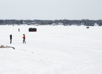 Ice Fishing on a Mild Winter Afternoon on Kempenfelt Bay Lake Simcoe Barrie Ontario February 15 2026