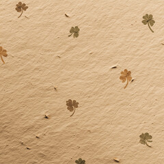 Recycled Kraft Paper Texture with Subtle Clover Stamp Minimal Copy Space