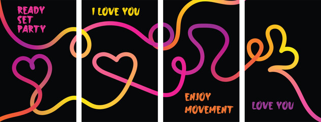 Obraz premium Vibrant heart design with love messages