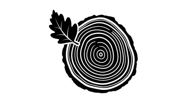 Illustration of tree stump with leaf on white background da 198