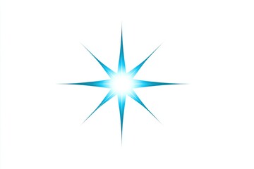 Obraz premium Bright blue eight-pointed starburst with glowing center on white